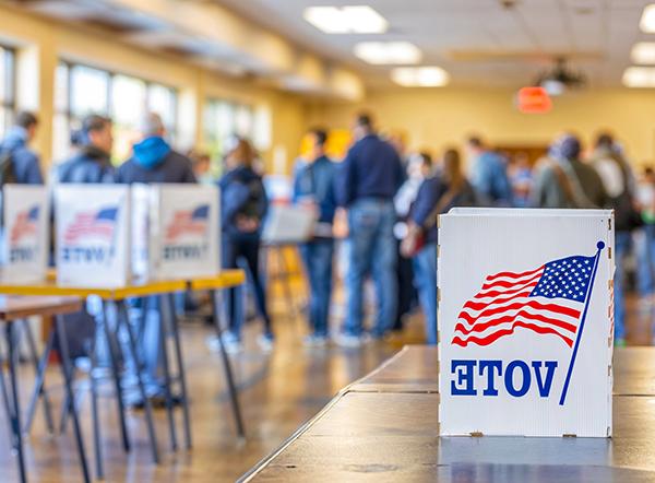 people in line ready to vote